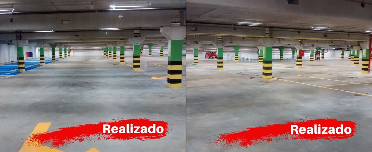 Pintura e Zebramento de Colunas Estacionamento