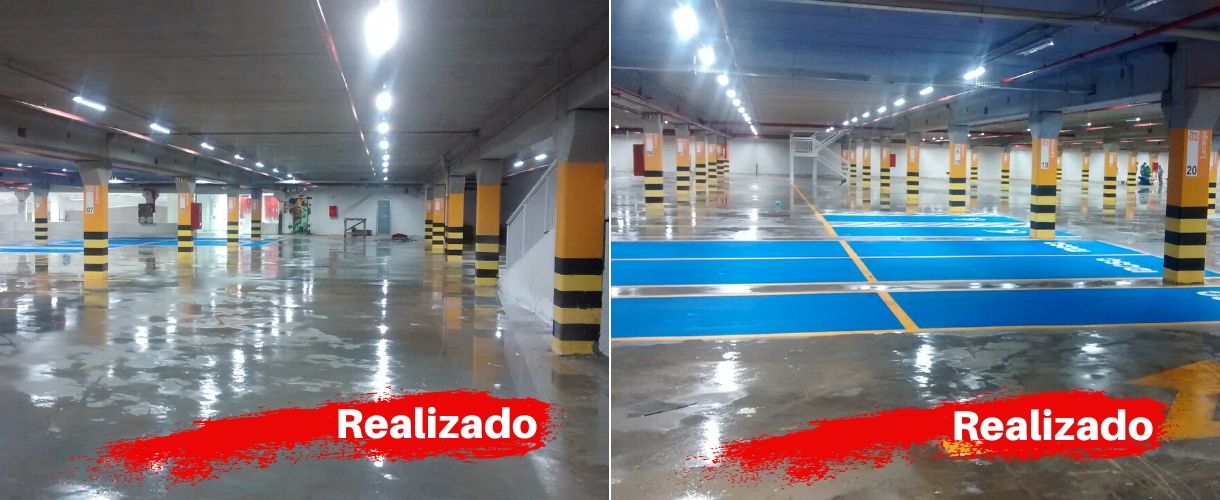 Pintura e Zebramento de Colunas Estacionamento