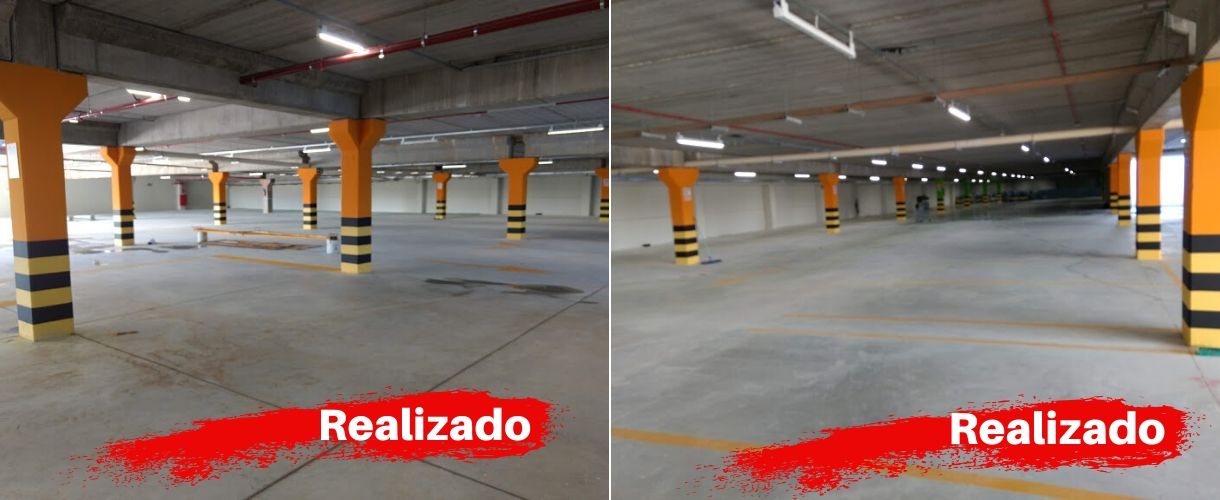 Pintura e Zebramento de Colunas Estacionamento Coberto