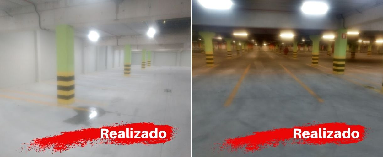 Pintura e Zebramento de Colunas Estacionamento