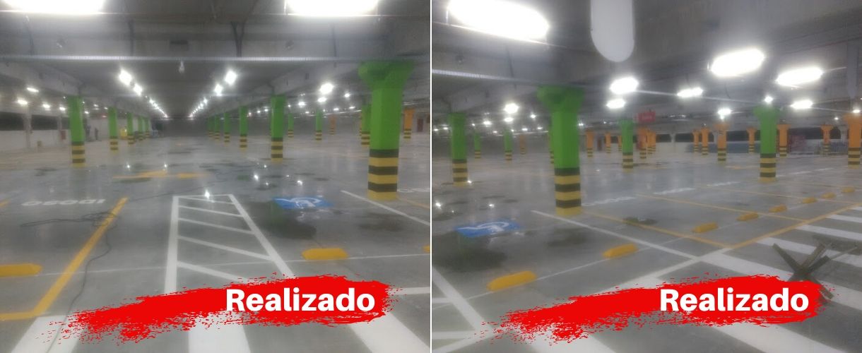 Pintura e Zebramento de Colunas Estacionamento