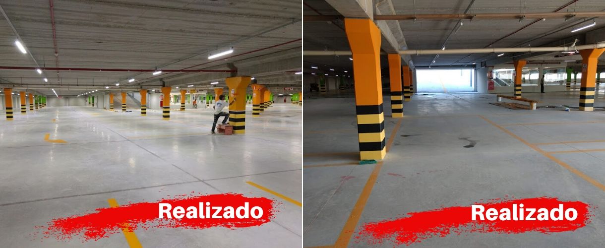 Pintura e Zebramento de Colunas Estacionamento Coberto