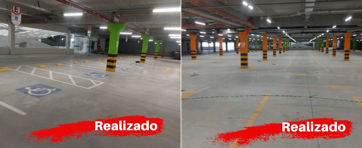 Pintura e Zebramento de Colunas Estacionamento