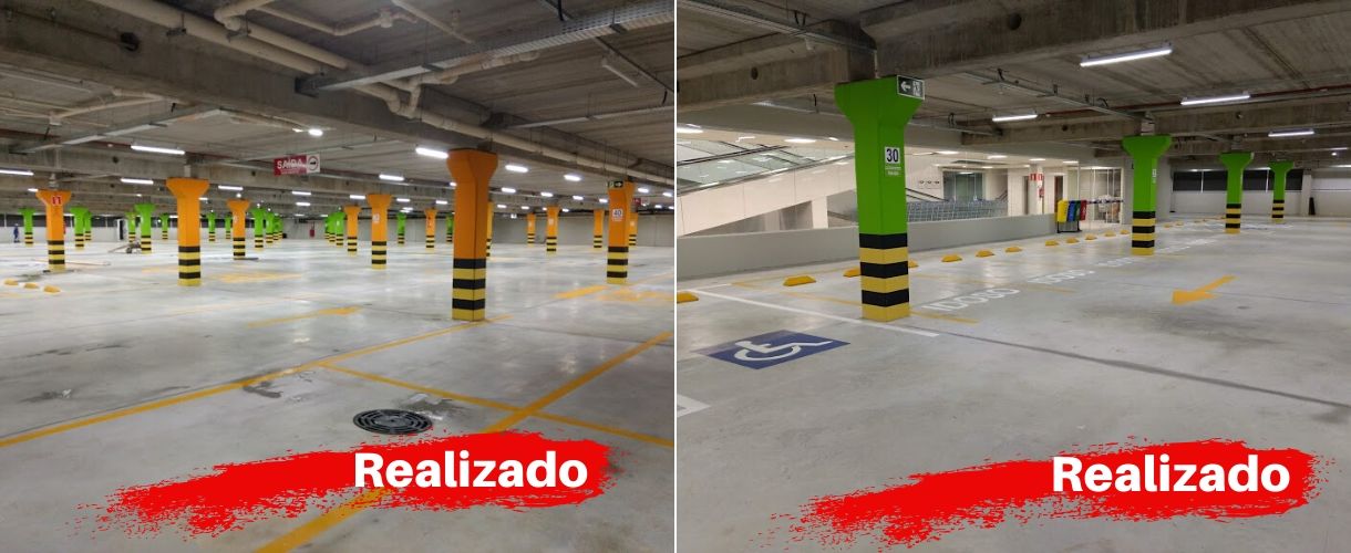 Pintura e Zebramento de Colunas Estacionamento Coberto