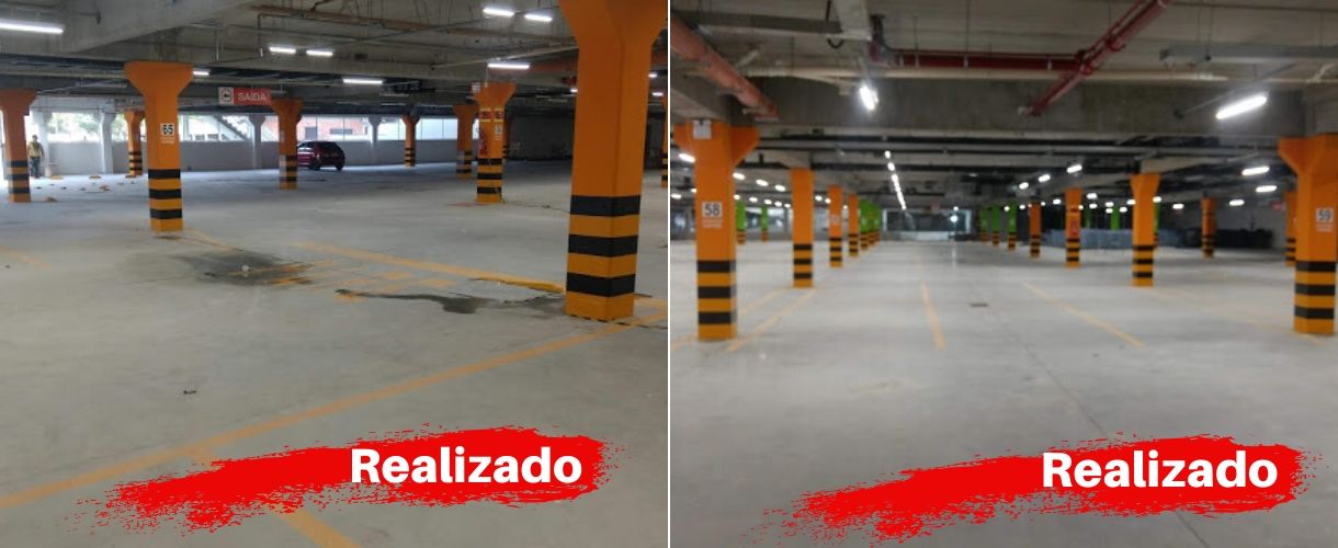 Pintura e Zebramento de Colunas Estacionamento
