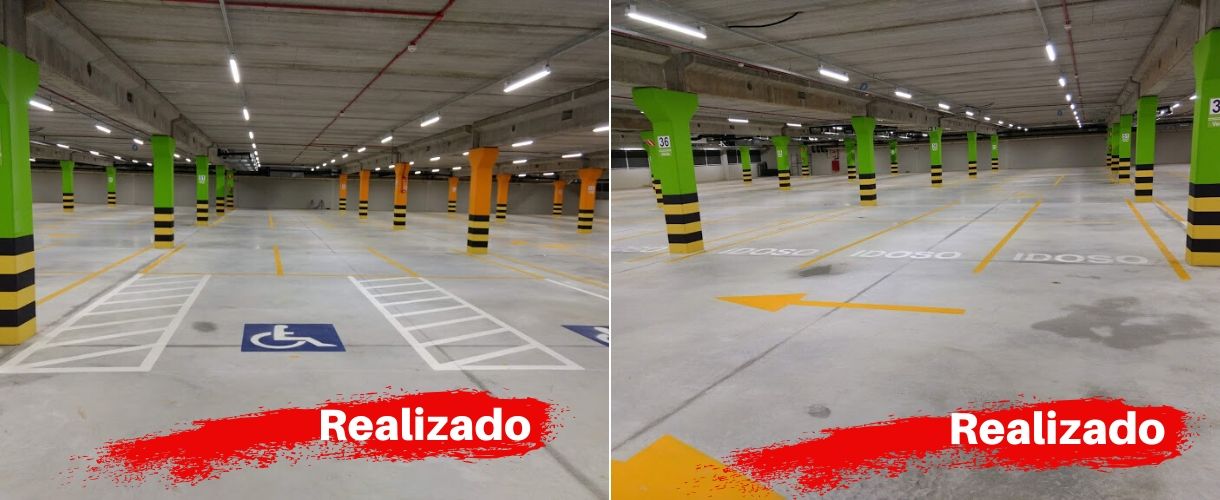 Pintura e Zebramento de Colunas Estacionamento Coberto