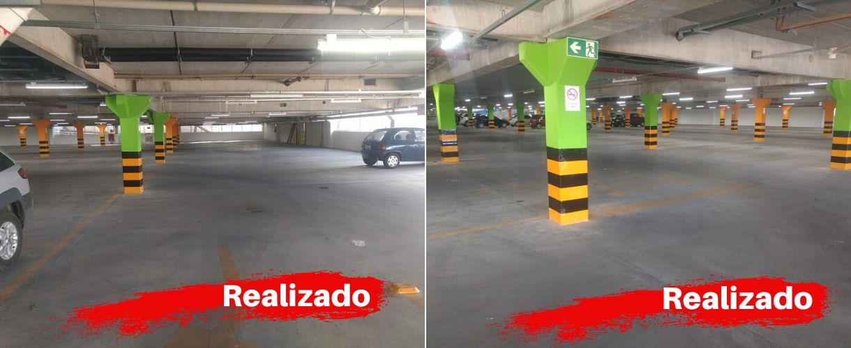 Pintura e Zebramento de Colunas Estacionamento