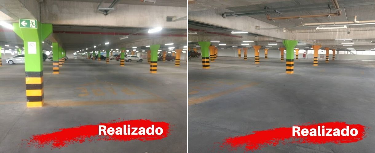 Pintura e Zebramento de Colunas Estacionamento