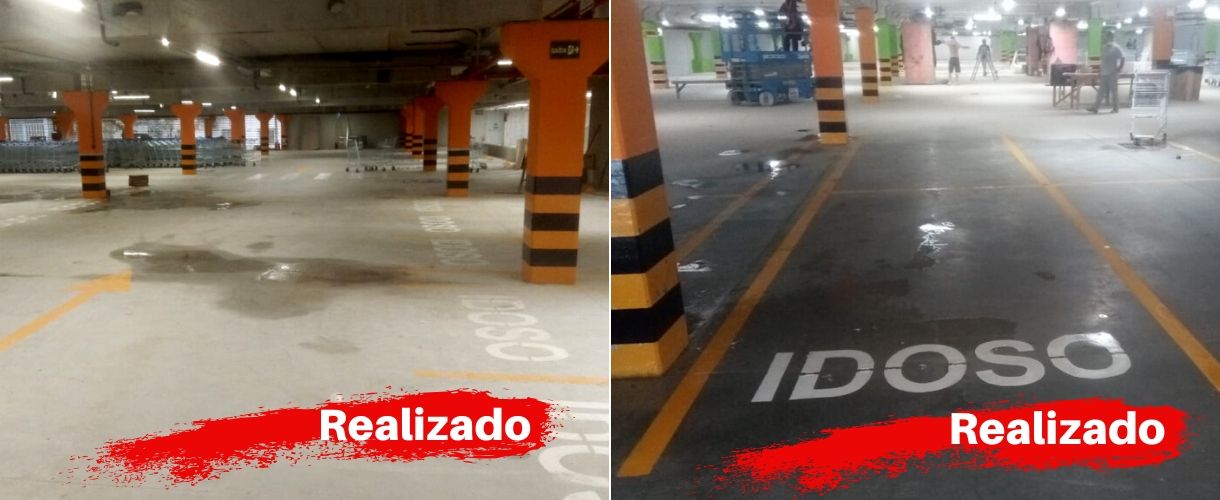 Pintura e Zebramento de Colunas Estacionamento