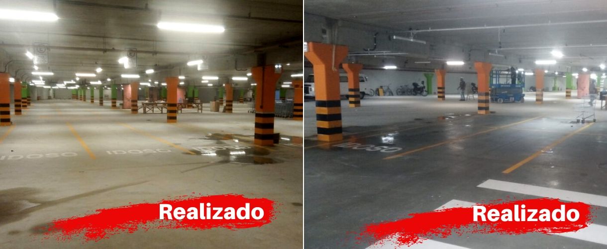 Pintura e Zebramento de Colunas Estacionamento